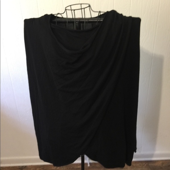 Ruby Ribbon XL dark black long sleeve mock wrap oversized drop neckline - Picture 1 of 8